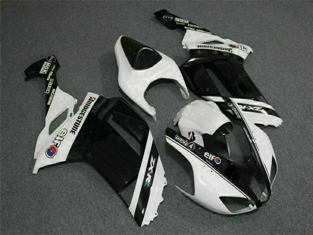 2007-2008 Kawasaki ZX6R Motorcycle Fairings - Black White Elf Canada Suppliers