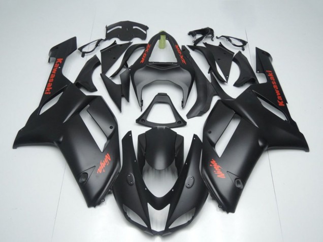 2007-2008 Kawasaki ZX6R Motorcycle Fairings - Matte Black with Red Sticker Canada Suppliers