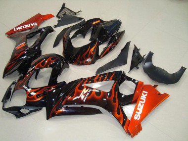 2007-2008 Suzuki GSXR 1000 Motorcycle Fairings - Glossy Black Orange Flame Canada Suppliers