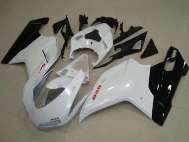 2007-2014 Ducati 848 Motorcycle Fairings - White Glossy Black Canada Suppliers