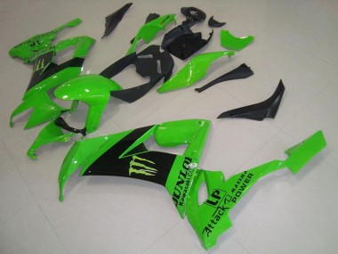 2008-2010 Kawasaki ZX10R Motorcycle Fairings - Green Black Monster Dunlop Canada Suppliers