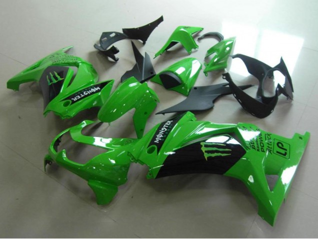 2008-2012 Kawasaki ZX250R Motorcycle Fairings - Green Glossy Black Monster Canada Suppliers