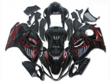 2008-2020 Suzuki GSXR 1300 Hayabusa Motorcycle Fairings - Glossy Black Red Flame Canada Suppliers