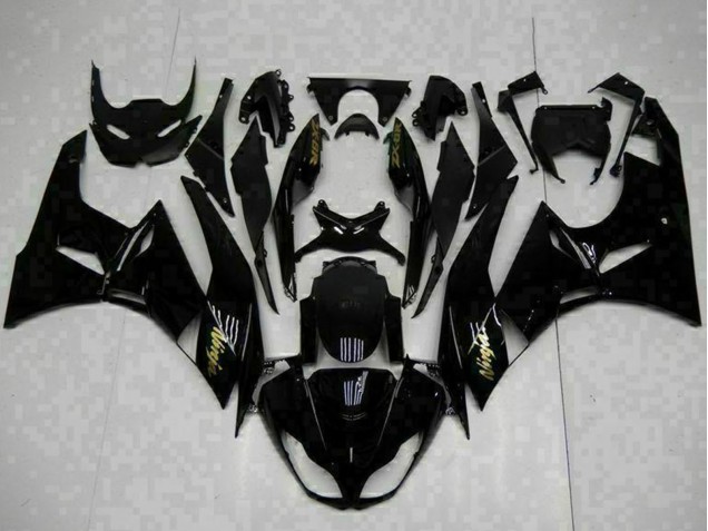 2009-2012 Kawasaki ZX6R Motorcycle Fairings - Glossy Black Gold Ninja Canada Suppliers