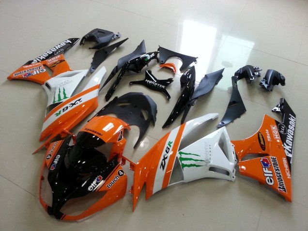 2009-2012 Kawasaki ZX6R Motorcycle Fairings - Orange White Glossy Black Green Elf Bridgestone Monster Canada Suppliers