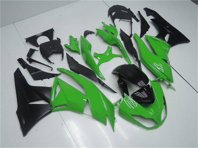 2009-2012 Kawasaki ZX6R Motorcycle Fairing Kits - Green Glossy Black Canada Suppliers