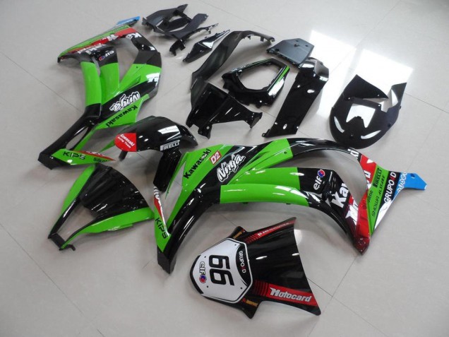 2011-2015 Kawasaki ZX10R Motorcycle Fairings - Green Red Glossy Black KIPS Motocard Elf 66 Canada Suppliers