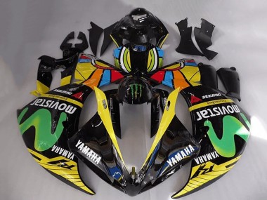 2012-2014 Yamaha YZF R1 Motorcycle Fairings - Glossy Black Yellow Green White Blue MoviStar Monster Canada Suppliers