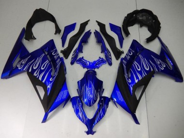 2013-2024 Kawasaki Ninja 300 EX300R Motorcycle Fairings - Blue Black White Flame Canada Suppliers