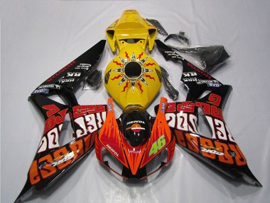 2004-2005 Honda CBR1000RR Motorcycle Fairing - Yellow Orange Glossy Black Repsol Rossi 46 Canada Suppliers