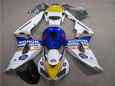 2006-2007 Honda CBR1000RR Motorcycle Fairings - White Blue Yellow Gold Rothmans Canada Suppliers