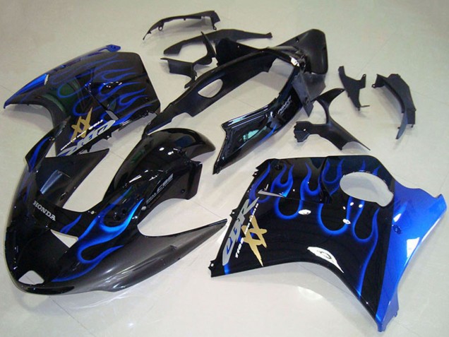 1996-2007 Honda CBR1100XX Blackbird Abs Motorcycle Fairings - Glossy Black Blue Flame Canada Suppliers