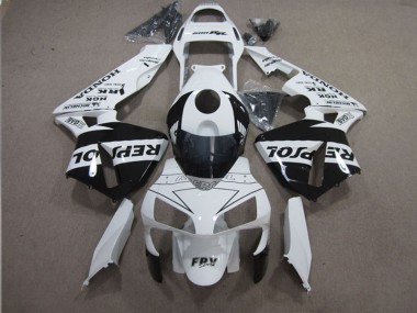 2003-2004 Honda CBR600RR Motorcycle Fairings - White Glossy Black Repsol Canada Suppliers