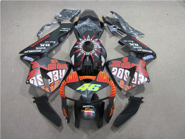 2005-2006 Honda CBR600RR Motorcycle Fairings - Matte Black Valentino Rossi Repsol 46 Canada Suppliers