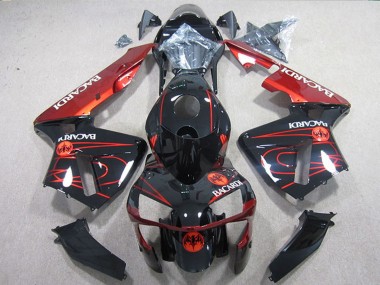 2004-2005 Kawasaki ZX10R Motorcycle Fairings - Black Red Racardi Canada Suppliers