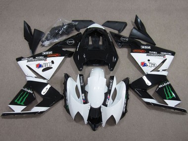 2004-2005 Kawasaki ZX10R Motorcycle Fairings - Black White Monster Canada Suppliers