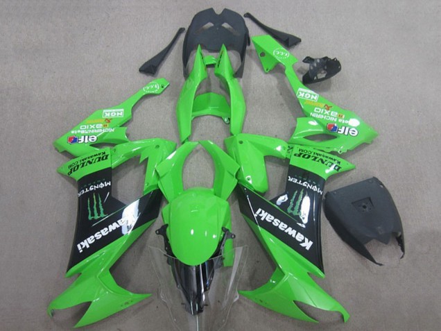 2008-2010 Kawasaki ZX10R Motorcycle Fairings - Green Black Monster Energy Elf Dunlop Canada Suppliers