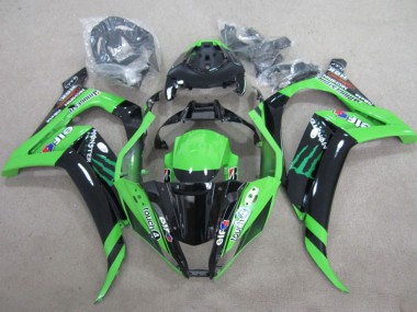 2011-2015 Kawasaki ZX10R Motorcycle Fairings - Green Glossy Black Green Elf Touch4 Monster Canada Suppliers
