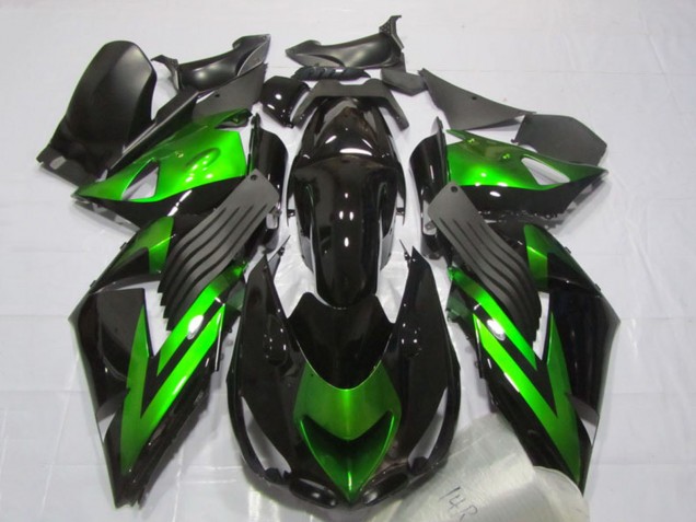2006-2011 Kawasaki ZX14R ZZR1400 Motorcycle Fairings - Glossy Black Green Stripe Canada Suppliers
