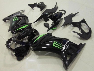 2008-2012 Kawasaki ZX250R Motorcycle Fairings - Glossy Black Green Monster Energy Canada Suppliers