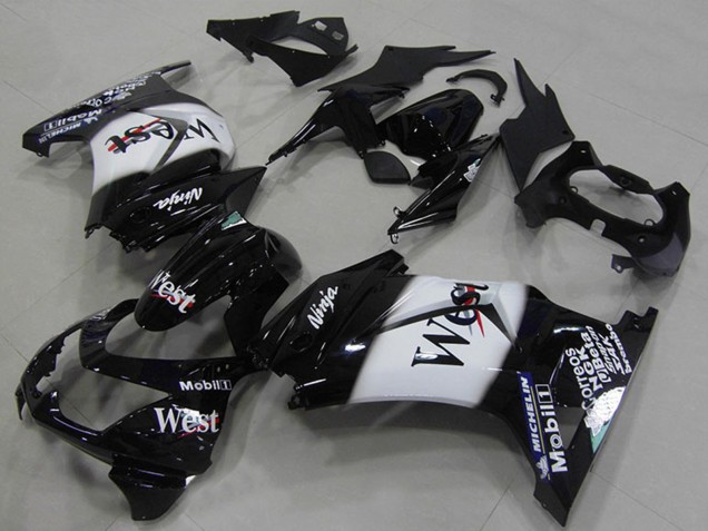 2008-2012 Kawasaki ZX250R Motorcycle Fairings - Glossy Black White West Canada Suppliers