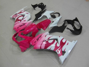 2008-2012 Kawasaki ZX250R Motorcycle Fairings - White Pink Flame Canada Suppliers