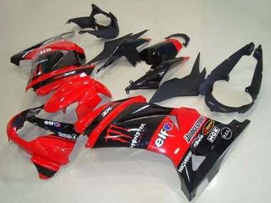2008-2012 Kawasaki ZX250R Motorcycle Fairings - Red Glossy Black Elf Touch4 Monster Canada Suppliers