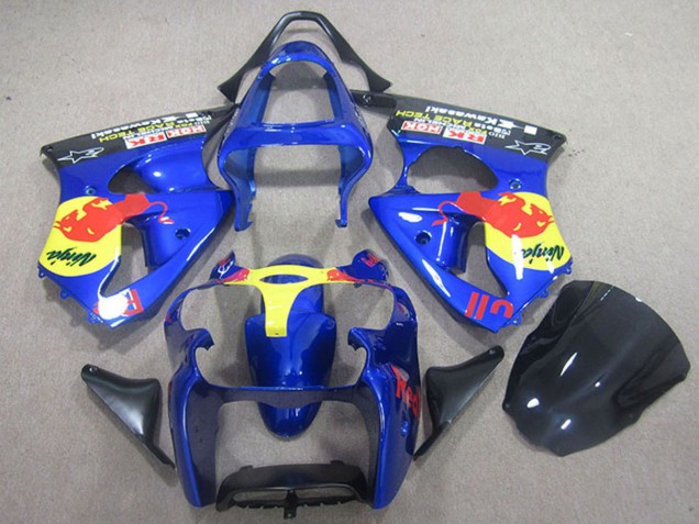2000-2002 Kawasaki ZX6R Motorcycle Fairings - Blue Yellow Red Bull Canada Suppliers