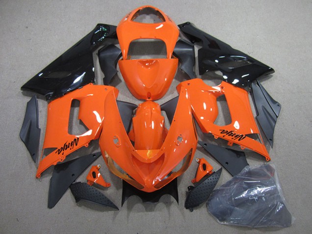 2005-2006 Kawasaki ZX6R Motorcycle Fairing Kits - Orange Black Canada Suppliers
