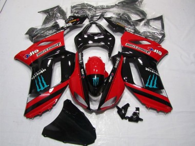 2007-2008 Kawasaki ZX6R Motorcycle Fairings - Red Black Monster Canada Suppliers