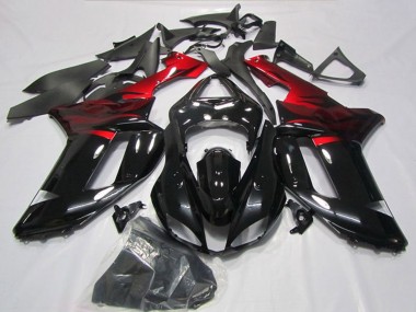 2007-2008 Kawasaki ZX6R Motorcycle Fairings - Black Red Canada Suppliers