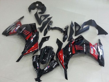 2013-2018 Kawasaki ZX300R Motorcycle Fairings - Glossy Black Red Elf Touch4 Monster Canada Suppliers