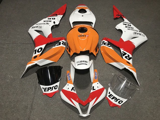 2007-2008 Honda CBR600RR Motorcycle Fairing - Orange White Red Glossy Black Repsol Style Canada Suppliers
