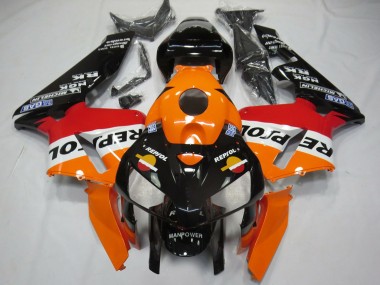 2005-2006 Honda CBR600RR Motorcycle Fairings - Orange Red White Black Bottom Repsol Canada Suppliers