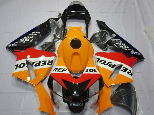 2003-2004 Honda CBR600RR Complete Motorcycle Fairing Kits - Orange White Red Glossy Black Repsol Canada Suppliers