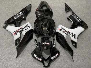 2007-2008 Honda CBR600RR Motorcycle Fairings - Glossy Black White West Style Canada Suppliers