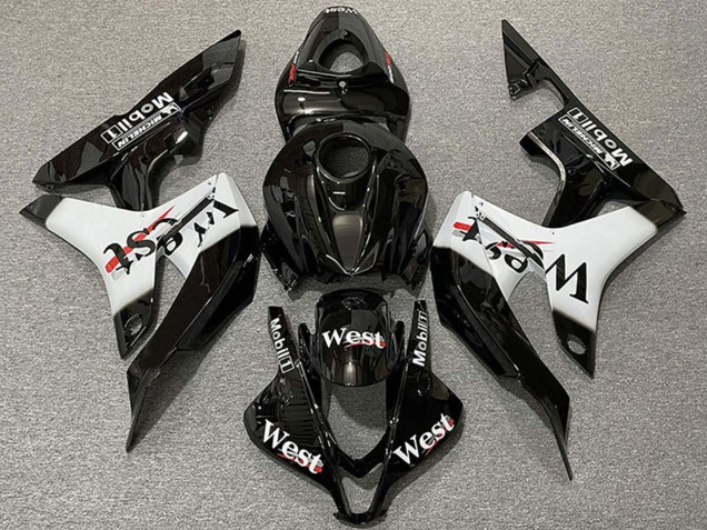 2007-2008 Honda CBR600RR Motorcycle Fairings - Glossy Black White West Style Canada Suppliers