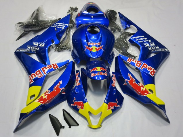 2007-2008 Honda CBR600RR Motorcycle Fairings - Blue Yellow Red Bull Canada Suppliers