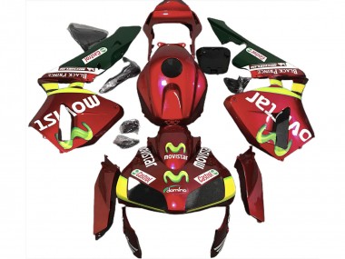 2003-2004 Honda CBR600RR Motorcycle Fairings - Red Yellow Green MoviStar Canada Suppliers