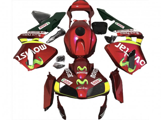 2003-2004 Honda CBR600RR Motorcycle Fairings - Red Yellow Green MoviStar Canada Suppliers