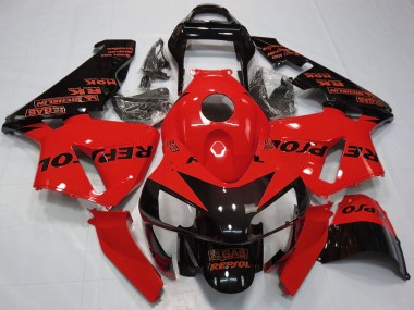 2003-2004 Honda CBR600RR Motorcycle Fairings - Red Glossy Black Repsol Canada Suppliers