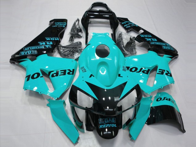 2003-2004 Honda CBR600RR Motorcycle Fairings - Light Blue Glossy Black Repsol Canada Suppliers