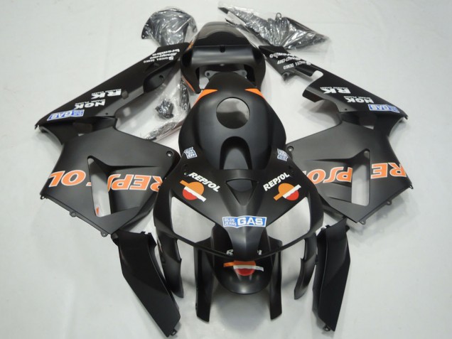 2003-2004 Honda CBR600RR Motorcycle Fairings - Matte Black Orange Repsol Canada Suppliers