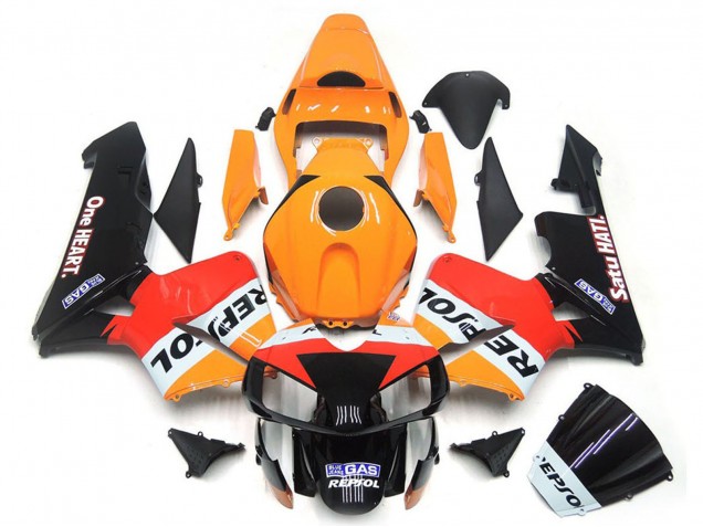 2003-2004 Honda CBR600RR Motorcycle Fairings - Orange White Red Glossy Black One Heart Repsol Canada Suppliers