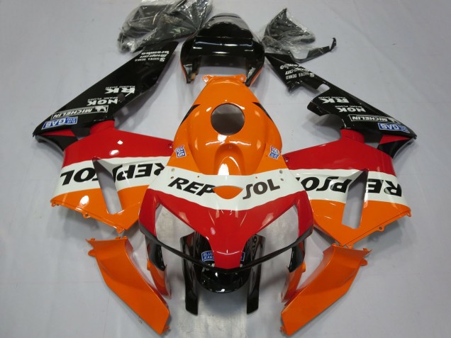 2005-2006 Honda CBR600RR Motorcycle Fairings - Orange White Red Glossy Black Repsol Canada Suppliers