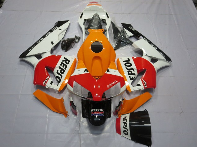 2003-2004 Honda CBR600RR Motorcycle Fairings - Orange White Red Glossy Black Repsol Canada Suppliers