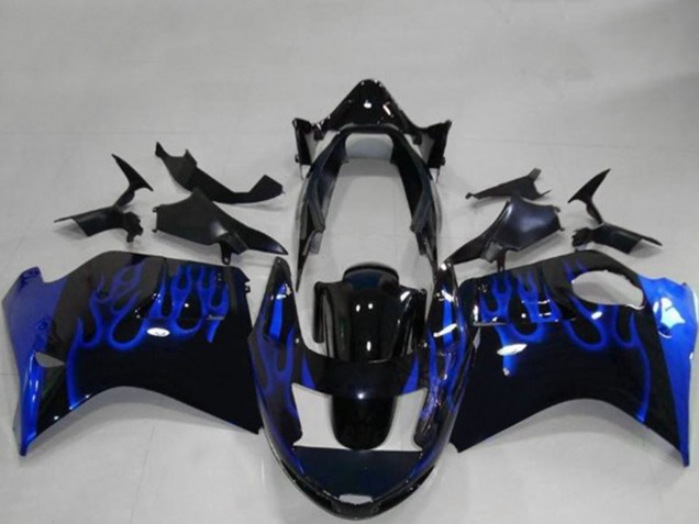 1996-2007 Honda CBR1100XX Blackbird Motorcycle Fairings - Glossy Black Blue Flame Canada Suppliers