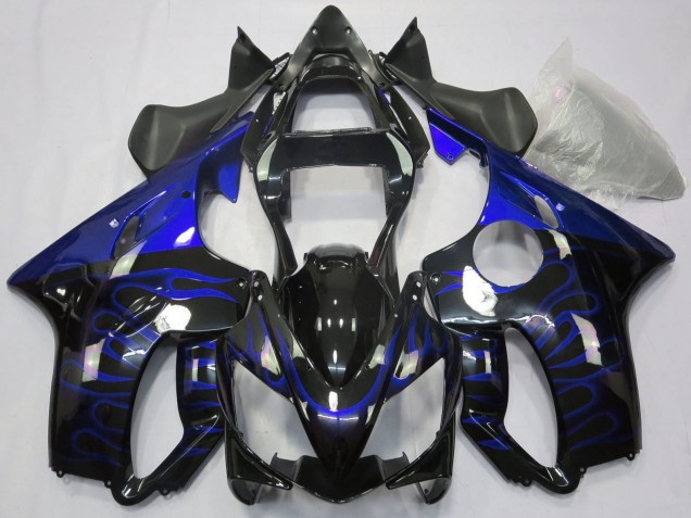 2001-2003 Honda CBR600 F4i Motorcycle Fairings - Glossy Black Blue Flame Canada Suppliers