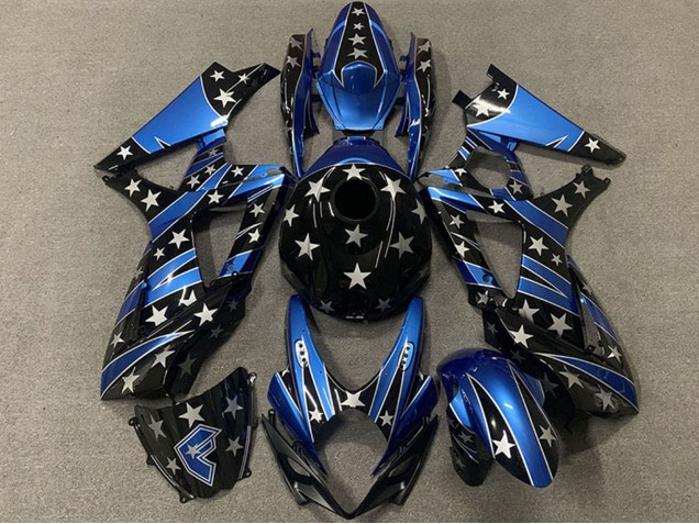 2007-2008 Suzuki GSXR 1000 Motorcycle Fairings - Blue Glossy Black Star Canada Suppliers