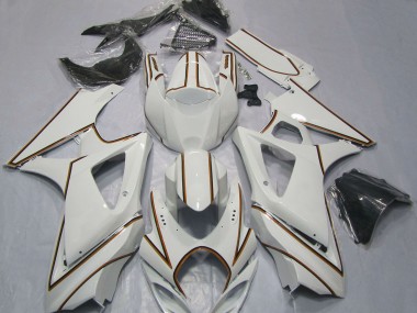 2007-2008 Suzuki GSXR 1000 Motorcycle Fairings - Glossy White Orange Pinstripe Canada Suppliers
